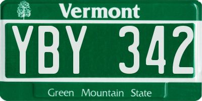 VT license plate YBY342