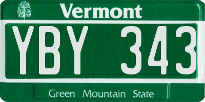VT license plate YBY343