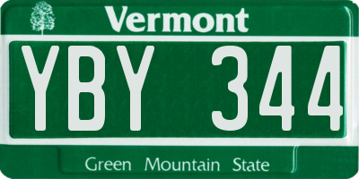 VT license plate YBY344