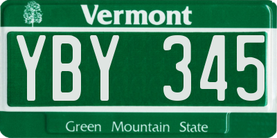 VT license plate YBY345