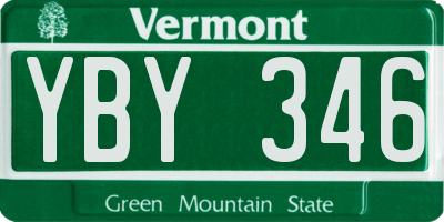 VT license plate YBY346