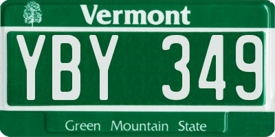 VT license plate YBY349