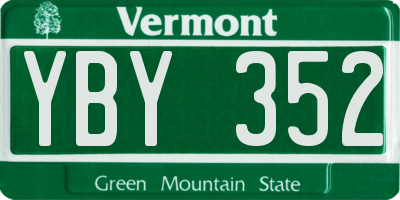 VT license plate YBY352