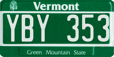 VT license plate YBY353