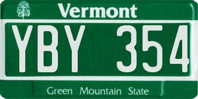 VT license plate YBY354