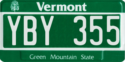 VT license plate YBY355