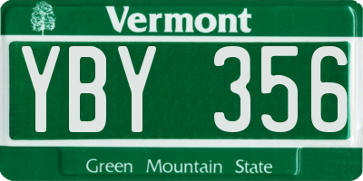 VT license plate YBY356