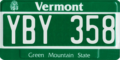 VT license plate YBY358