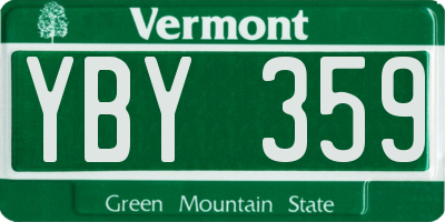 VT license plate YBY359