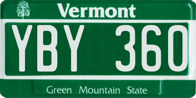 VT license plate YBY360