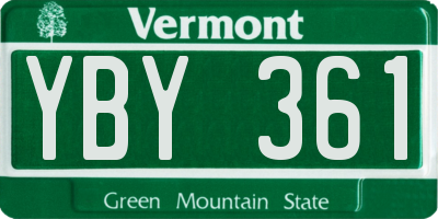 VT license plate YBY361