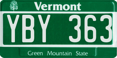 VT license plate YBY363