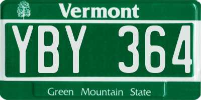 VT license plate YBY364