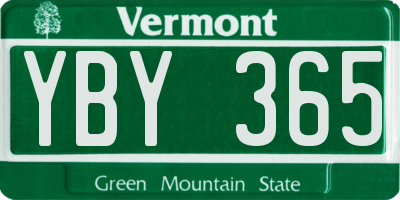 VT license plate YBY365