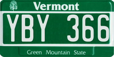 VT license plate YBY366