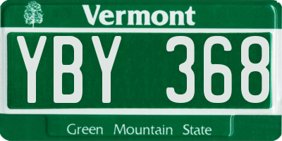 VT license plate YBY368