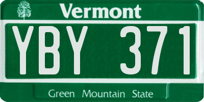 VT license plate YBY371
