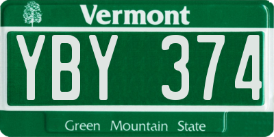 VT license plate YBY374