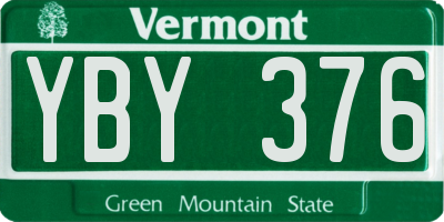 VT license plate YBY376