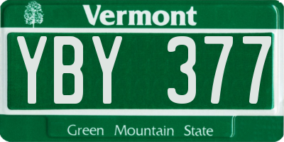 VT license plate YBY377