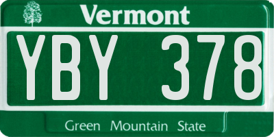 VT license plate YBY378