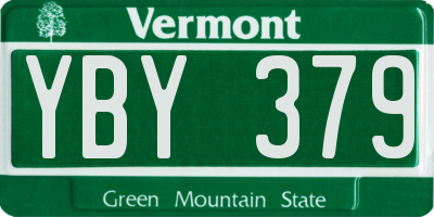 VT license plate YBY379