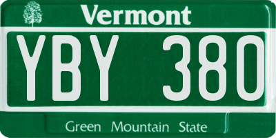 VT license plate YBY380