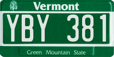 VT license plate YBY381