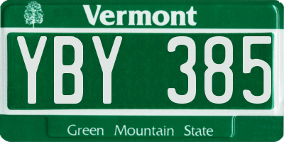 VT license plate YBY385