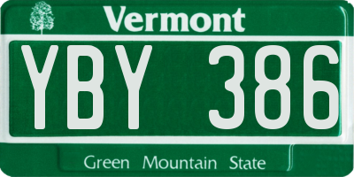 VT license plate YBY386