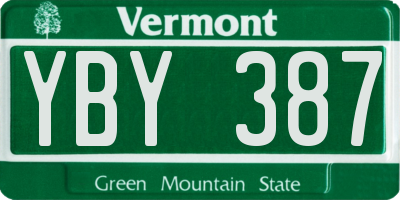 VT license plate YBY387