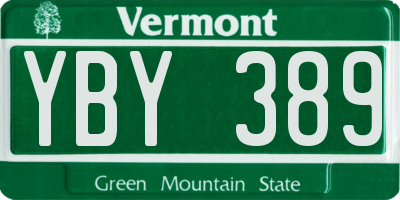 VT license plate YBY389