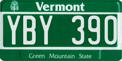 VT license plate YBY390