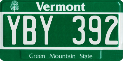 VT license plate YBY392