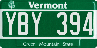 VT license plate YBY394