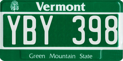 VT license plate YBY398