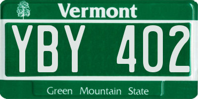 VT license plate YBY402
