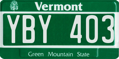 VT license plate YBY403
