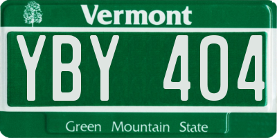 VT license plate YBY404