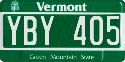 VT license plate YBY405
