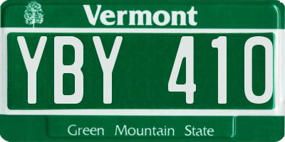 VT license plate YBY410