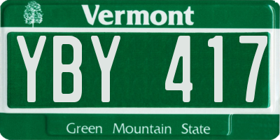 VT license plate YBY417