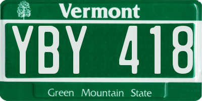VT license plate YBY418