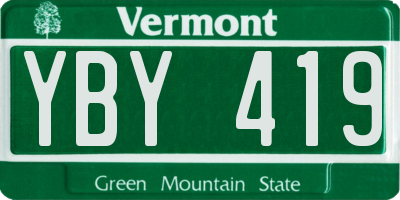 VT license plate YBY419