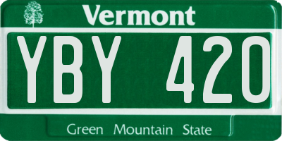 VT license plate YBY420