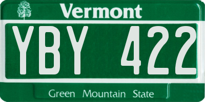 VT license plate YBY422