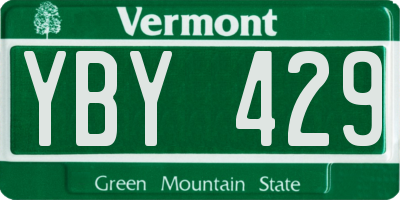 VT license plate YBY429