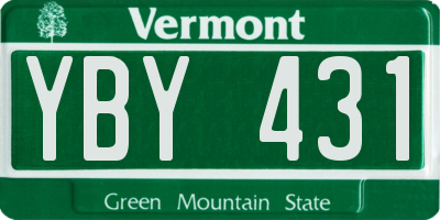 VT license plate YBY431