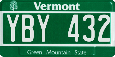 VT license plate YBY432