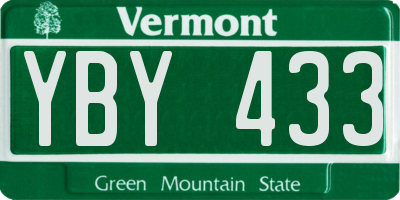 VT license plate YBY433